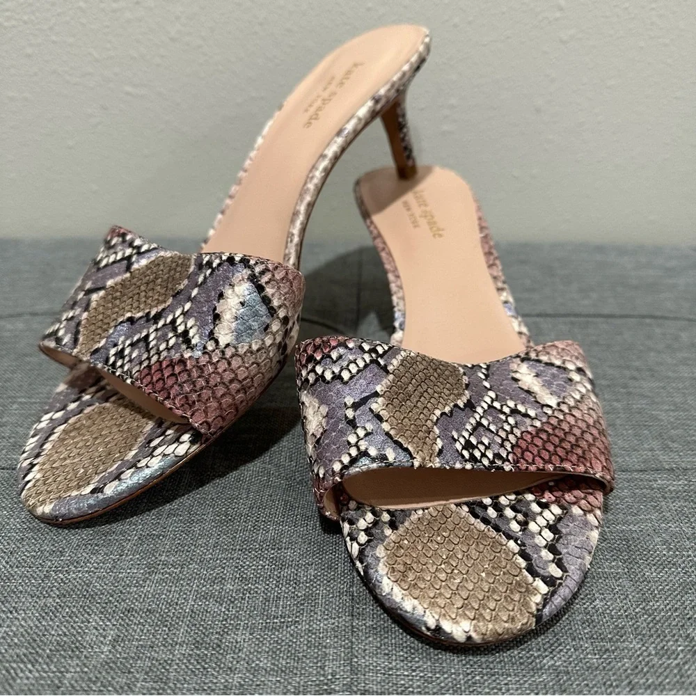 Kate Spade New York Savvi Snakeskin Embossed Leather Mules